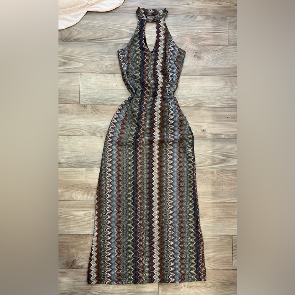 CLOSING SALE 
Lord & Taylor Boho Halter Neck Maxi Dress With Side Slit